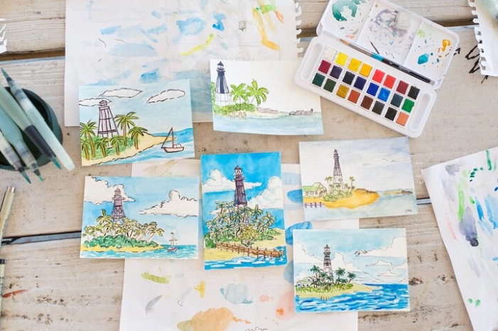 Watercolor Postcard Painting with a Local Artist